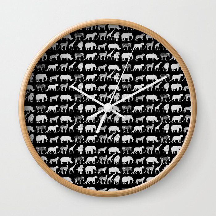 Safari (white on black) Wall Clock