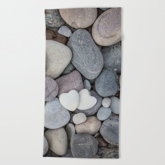 Heart Pebble Stone Mineral Love Symbol Beach Towel