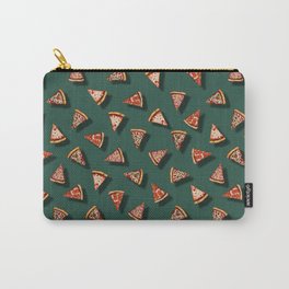 Pizza Party Pattern - Floating Pizza Slices on Teal Carry-All Pouch