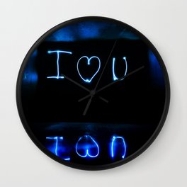 I Love You Reflex I Heart U Black And Blue Picture Handmade Write Wall Clock