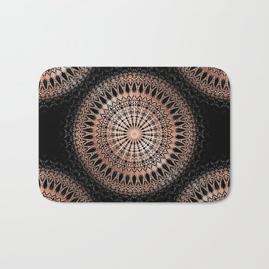 Rose Gold Black Mandala Bath Mat