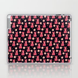 Cat Pattern Pink on Navy Laptop Skin