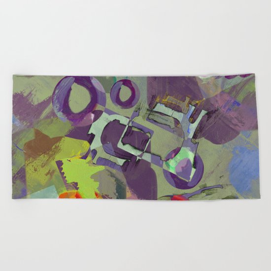 Living In A Purple Dream - Abstract, eclectic, random, purple. lilac, pastel artwork Beach Towel