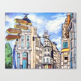 Gran Via, Madrid Canvas Print