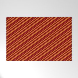 [ Thumbnail: Chocolate and Dark Red Colored Lined/Striped Pattern Welcome Mat ]