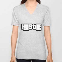 Hustle logo with gta style black & white, transparent background T-Shirt V Neck T Shirt