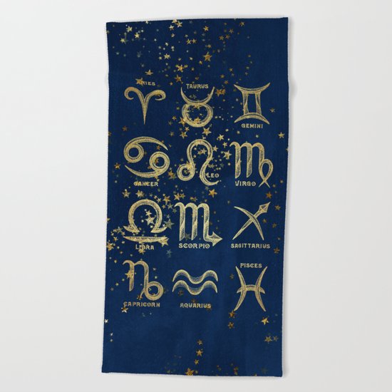 The 12 Zodiac Signs Beach Towel