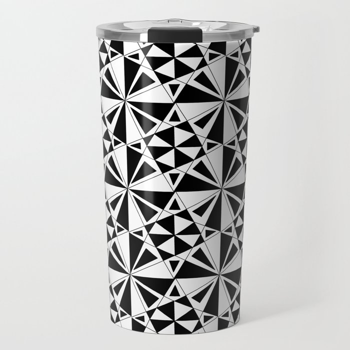 black and white symetric patterns 4- bw, mandala,geometric,rosace,harmony,star,symmetry Travel Mug