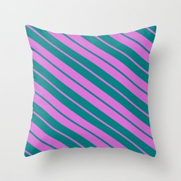 [ Thumbnail: Orchid & Teal Colored Lines Pattern Throw Pillow ]
