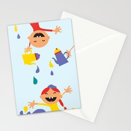 Kids pouring happiness Stationery Cards