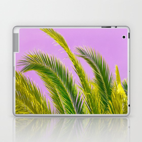 Green palm leaves on a pink background #decor #society6 #buyart Laptop & iPad Skin