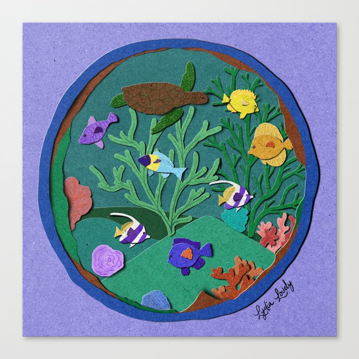 Under the Sea- Purple Background Canvas Print