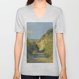Claude Monet - Le chemin creux ,(The hollow road) V Neck T Shirt
