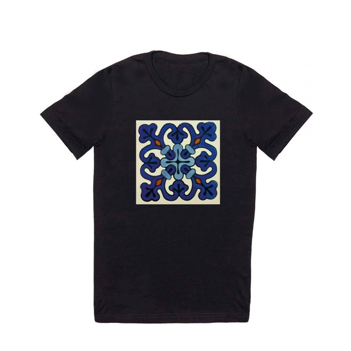 Baroque blue ornamental abstract talavera tile modern mexican home decor T Shirt