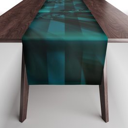 Moody Blues Abstract Design - cyan, turquoise, teal Table Runner