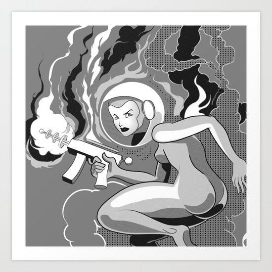 Space Girl with a Gun Art Print