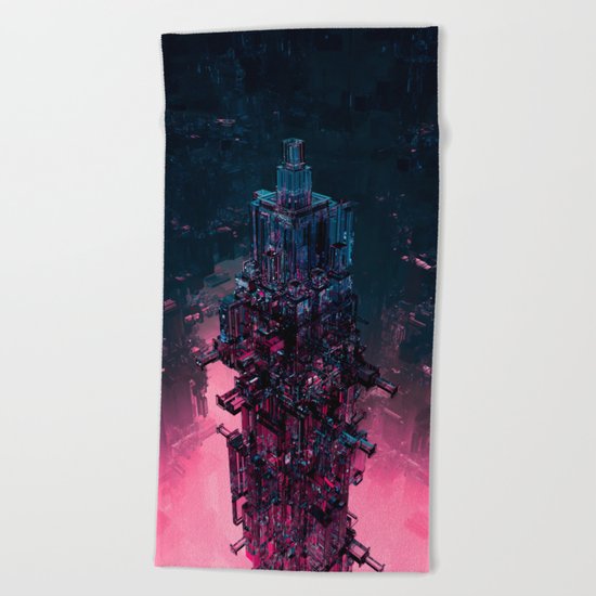 The Technocore / 3D render of futuristic structure Beach Towel