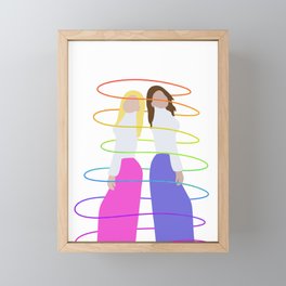 Two Girls Rainbow Swirl Framed Mini Art Print