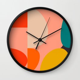 geometry shape mid century organic blush curry teal Wall Clock