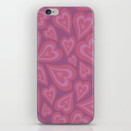 Retro Swirl Love - Pink purple  iPhone Skin
