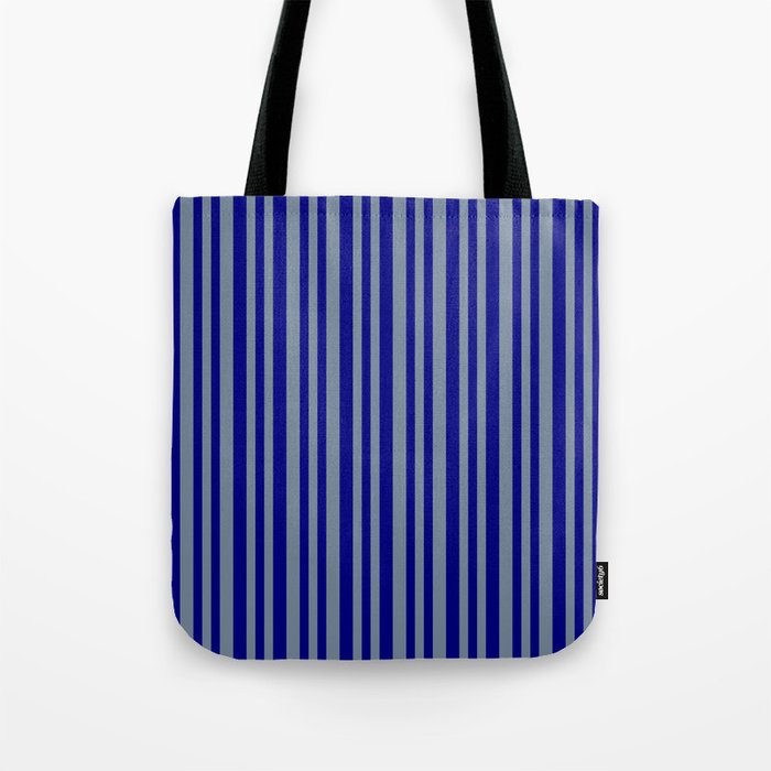 Light Slate Gray and Blue Colored Lines/Stripes Pattern Tote Bag
