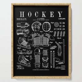 Ice Hockey Player Winter Sport Vintage Patent Print Serving Tray