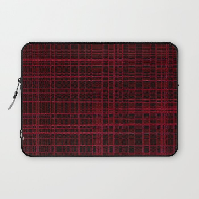 Crimson Red Grid Lines Laptop Sleeve
