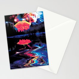 Sci-fi Sunset in the Mountains  Stationery Card