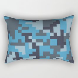 Blue and Grey Pixel Camo pattern Rectangular Pillow