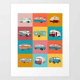 Colourful camper Art Print