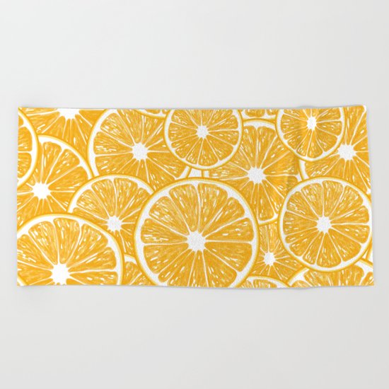 Orange slices pattern design Beach Towel