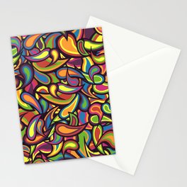 Colorful Retro Abstract Paisley Stationery Cards