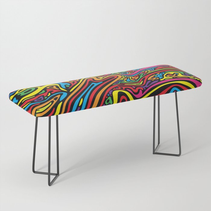 Psychedelic abstract art. Digital Illustration background. Bench