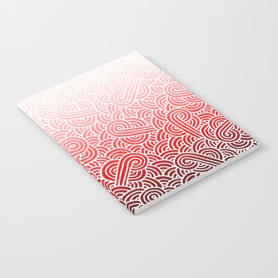 Ombre red and white swirls doodles Notebook