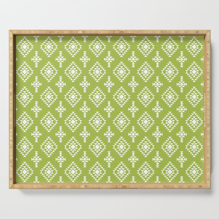 Light Green and White Native American Tribal Pattern Serving Tray