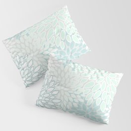 Floral Blooms, Soft Teal and Mint Pillow Sham