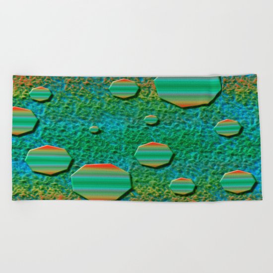 Celestial Octagon Orbs of Planet Uranus Beach Towel