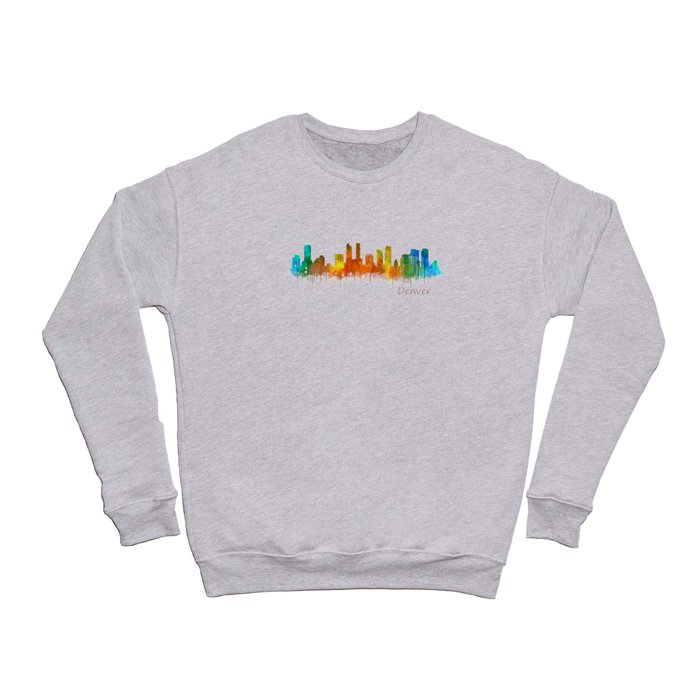 Denver Colorado City Watercolor Skyline Hq v2 Crewneck Sweatshirt