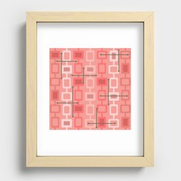 Retro 1950s Geometric Pattern Salmon Pink Recessed Framed Print