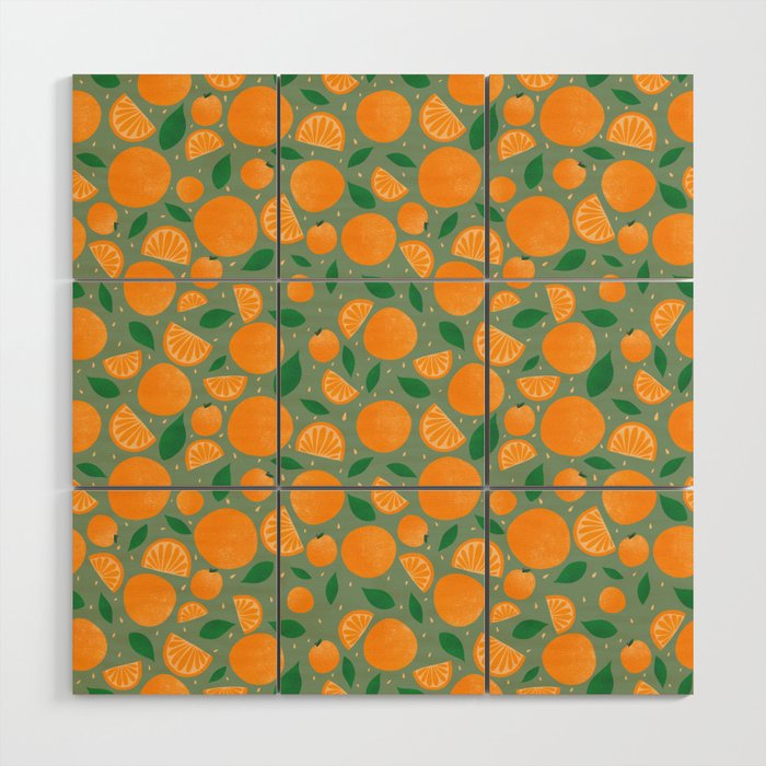 Oranges mint Wood Wall Art