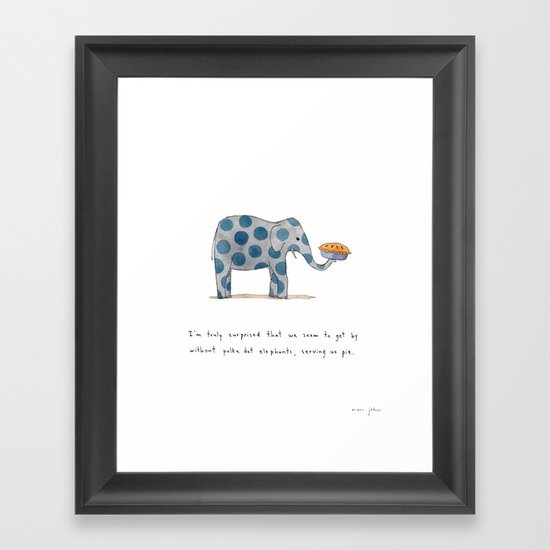 polka dot elephants serving us pie Framed Art Print