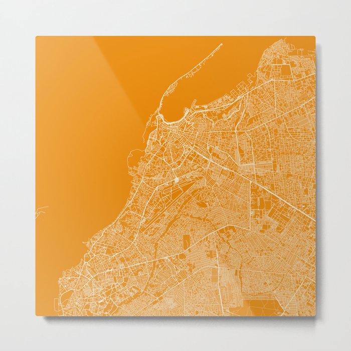 Luanda, Angola - Map Drawing Reprint - Yellow Metal Print