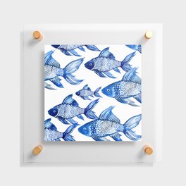 BLUE SCHOOL OF FISH Floating Acrylic Print