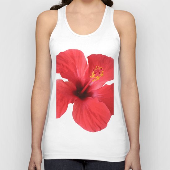 Scarlet Hibiscus Tropical Flower Vector Unisex Tank Top