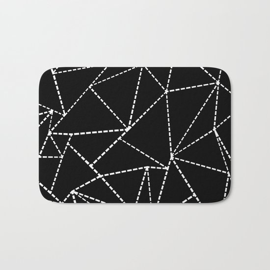 Abstract Dotted Lines White on Black Bath Mat