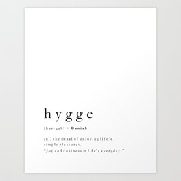 Hygge Minimalist Typography Definition Art Print