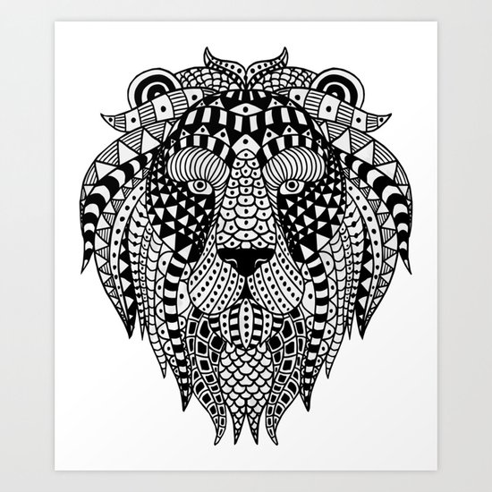 ethnic lion Art Print