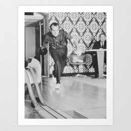 President Richard Nixon Bowling At The White House Art Print