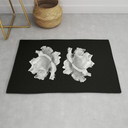 White Rose On Black Area & Throw Rug