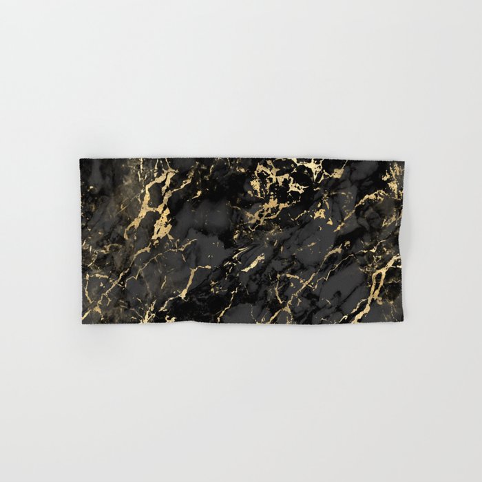 Black & Gold Marble Hand & Bath Towel